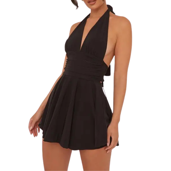SASA™ – Chic Halter Plunge Neck Mini Dress