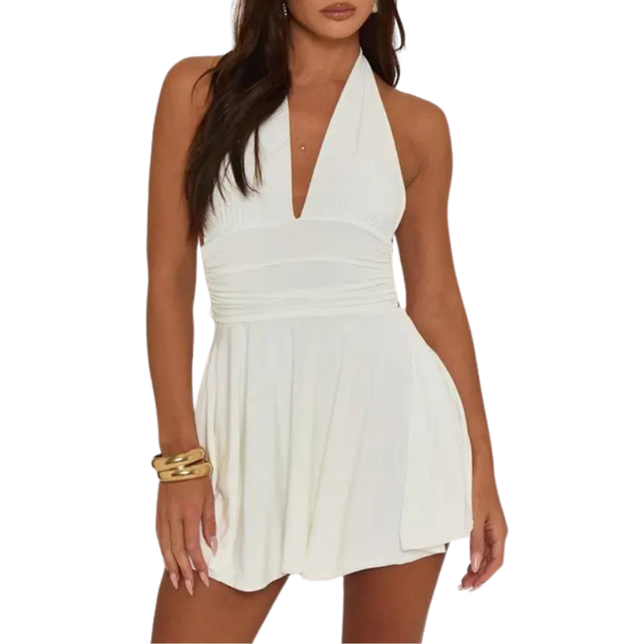 SASA™ – Chic Halter Plunge Neck Mini Dress