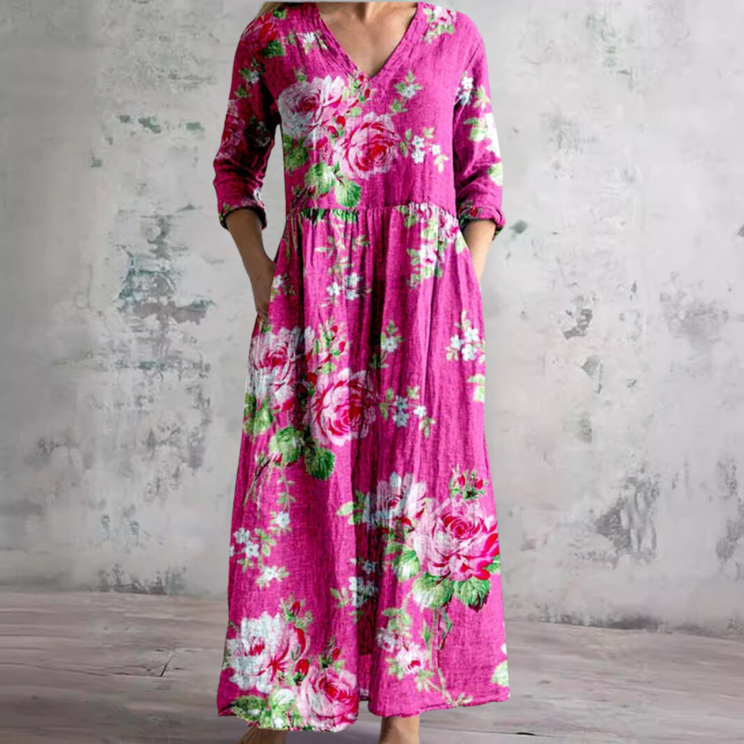 Alyvia | Summer Dress with V-Neck and Floral Pattern